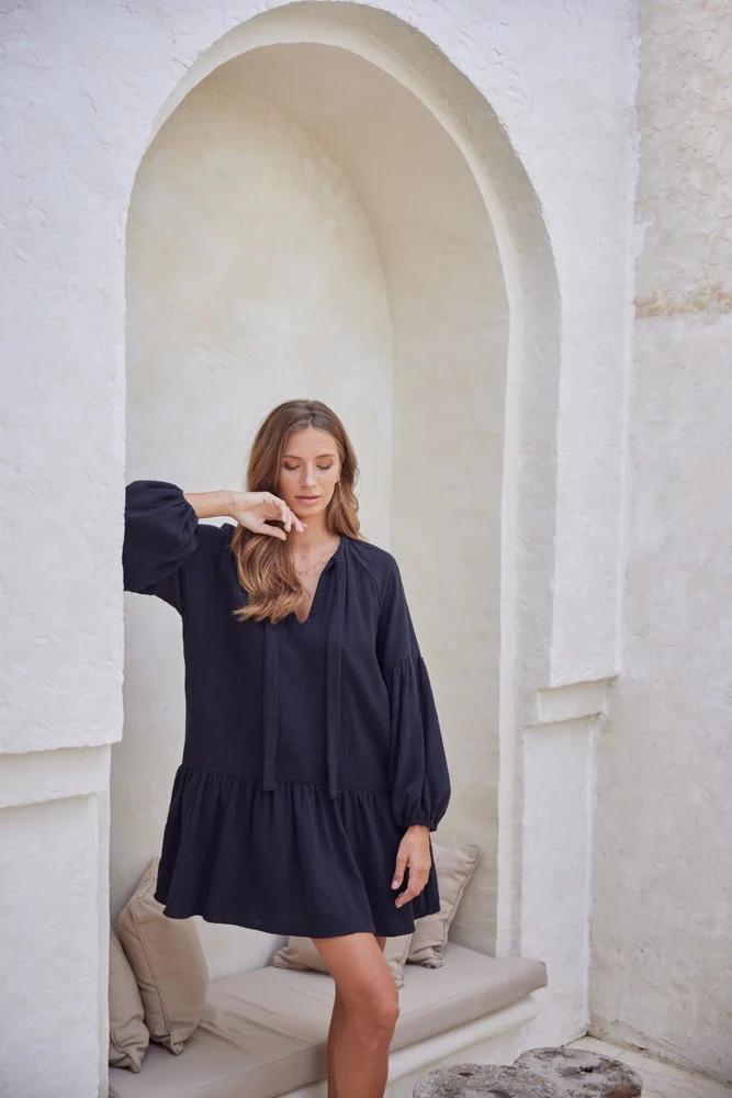 Buddha Wear Bayo Tunic Dress Black - Image 2