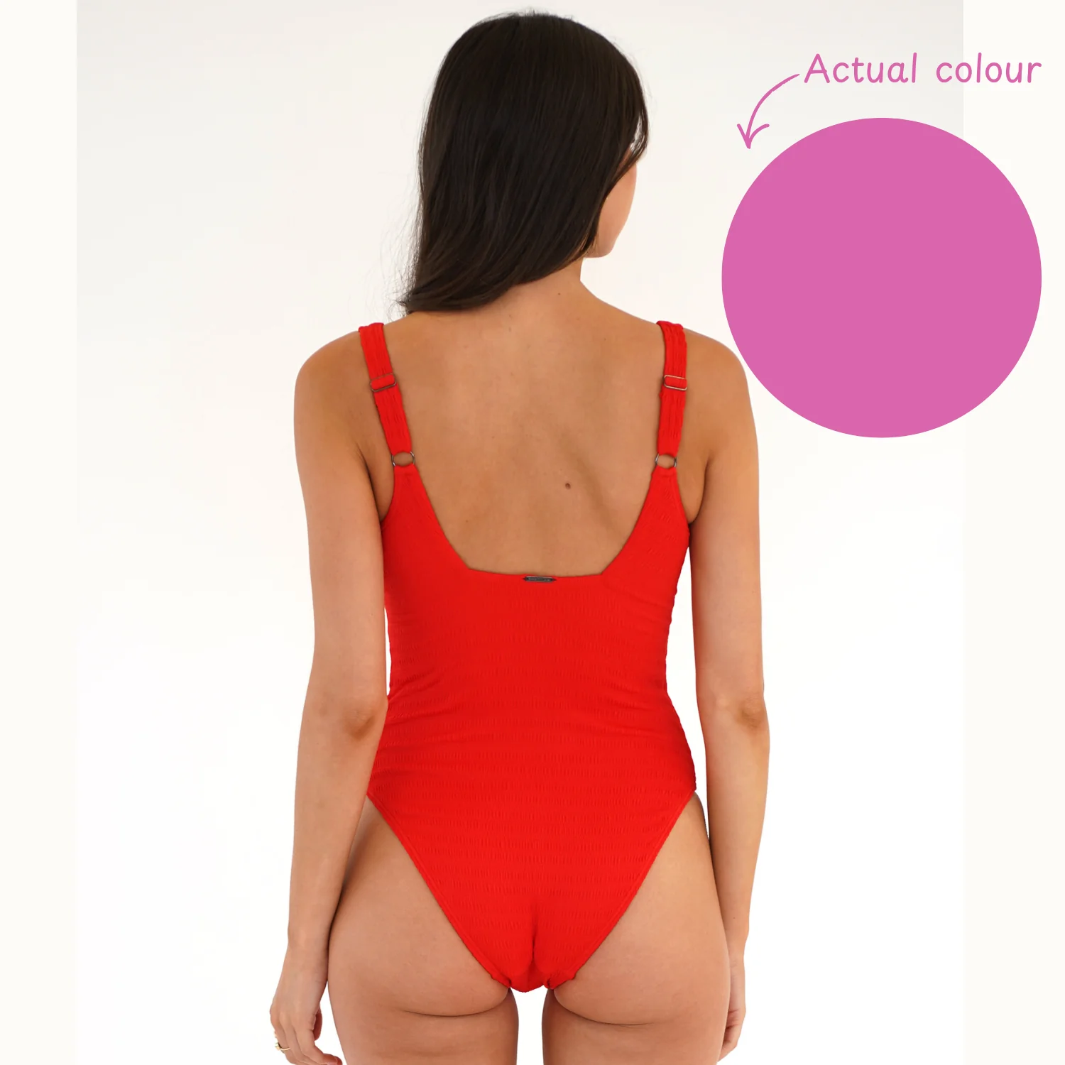 Moontide U/W Square Neck One Piece Rose M4964RD - Image 3