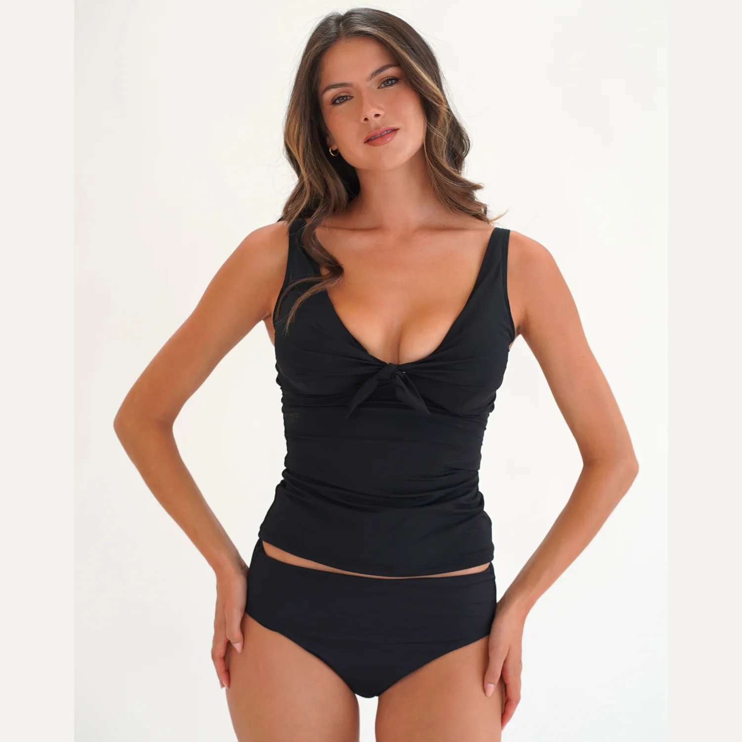 Moontide UW Tie Front Tankini Black M3790CN - Image 2