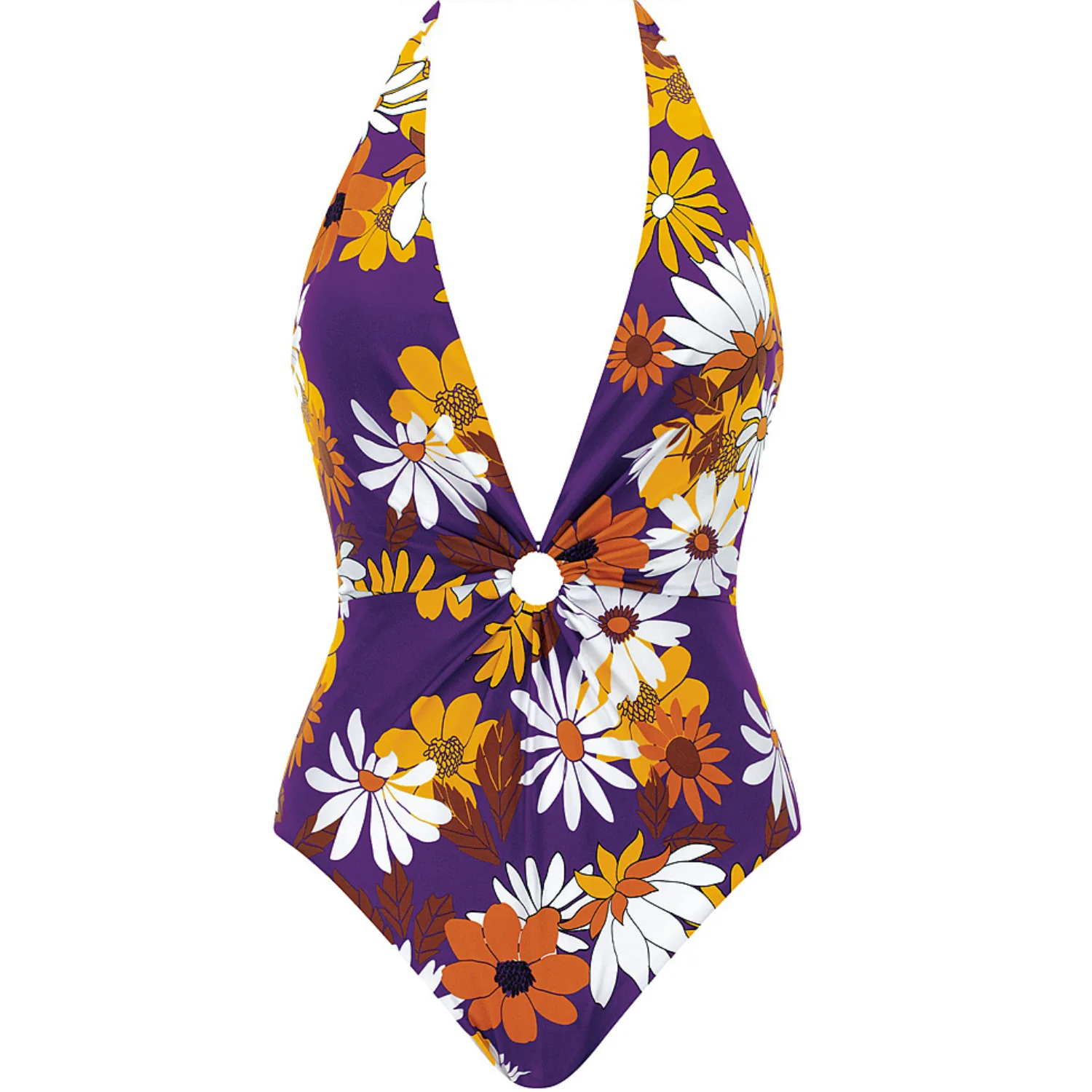 Olympia Purple Floral Halter One Piece 32613 - Image 5