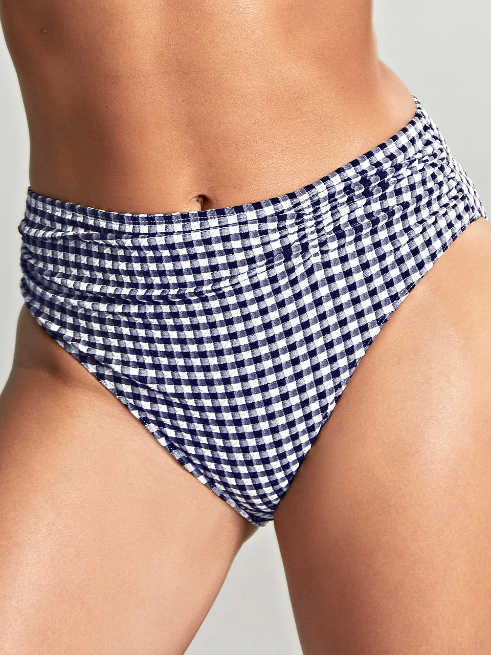 Panache Navy Gingham Midi Brief SW1729