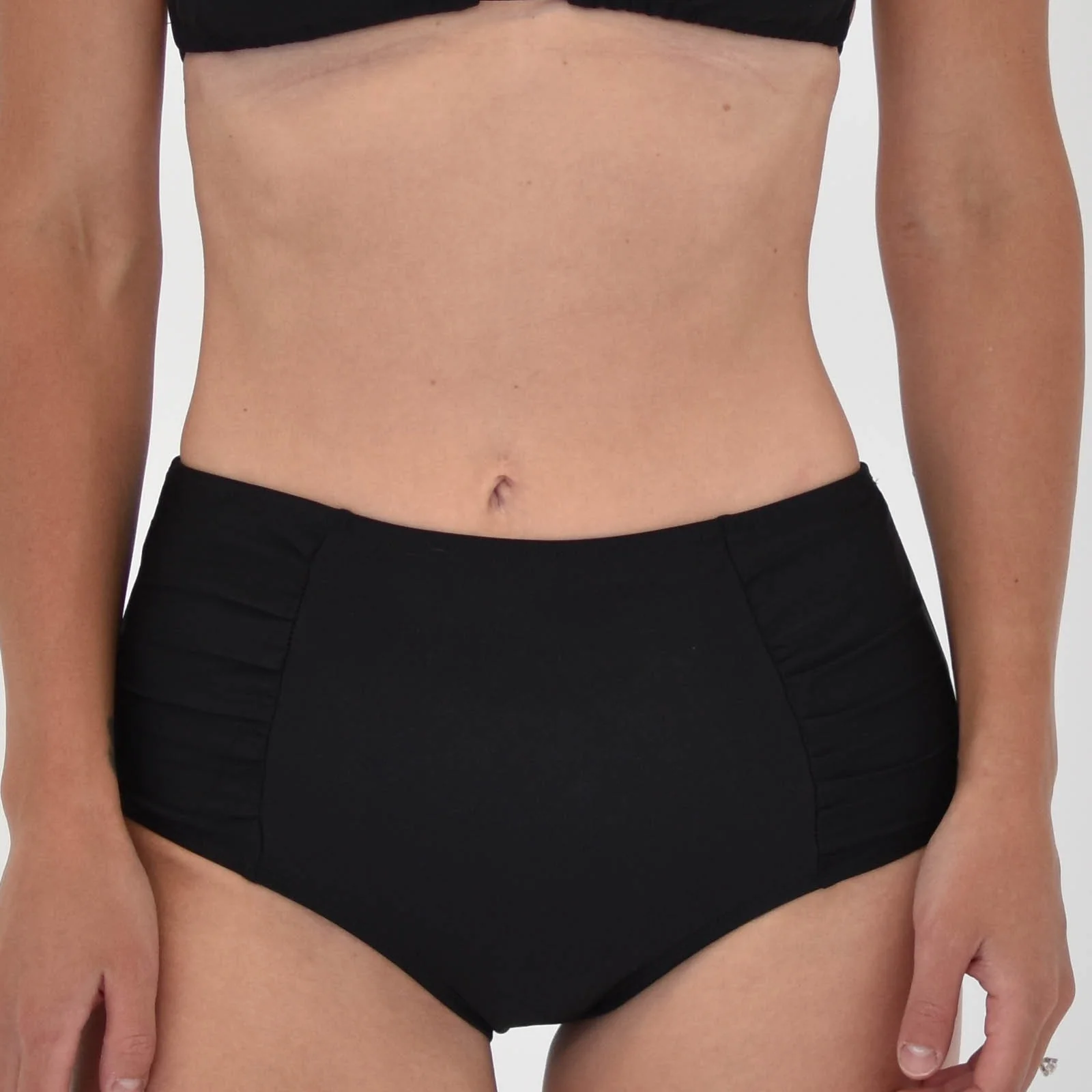 Petaluda Basics Black High Waist Ruched Bikini Brief - Image 4