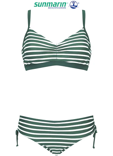 Sunmarin Stripe U/W Bikini Top Dark Green 11602 - Image 4