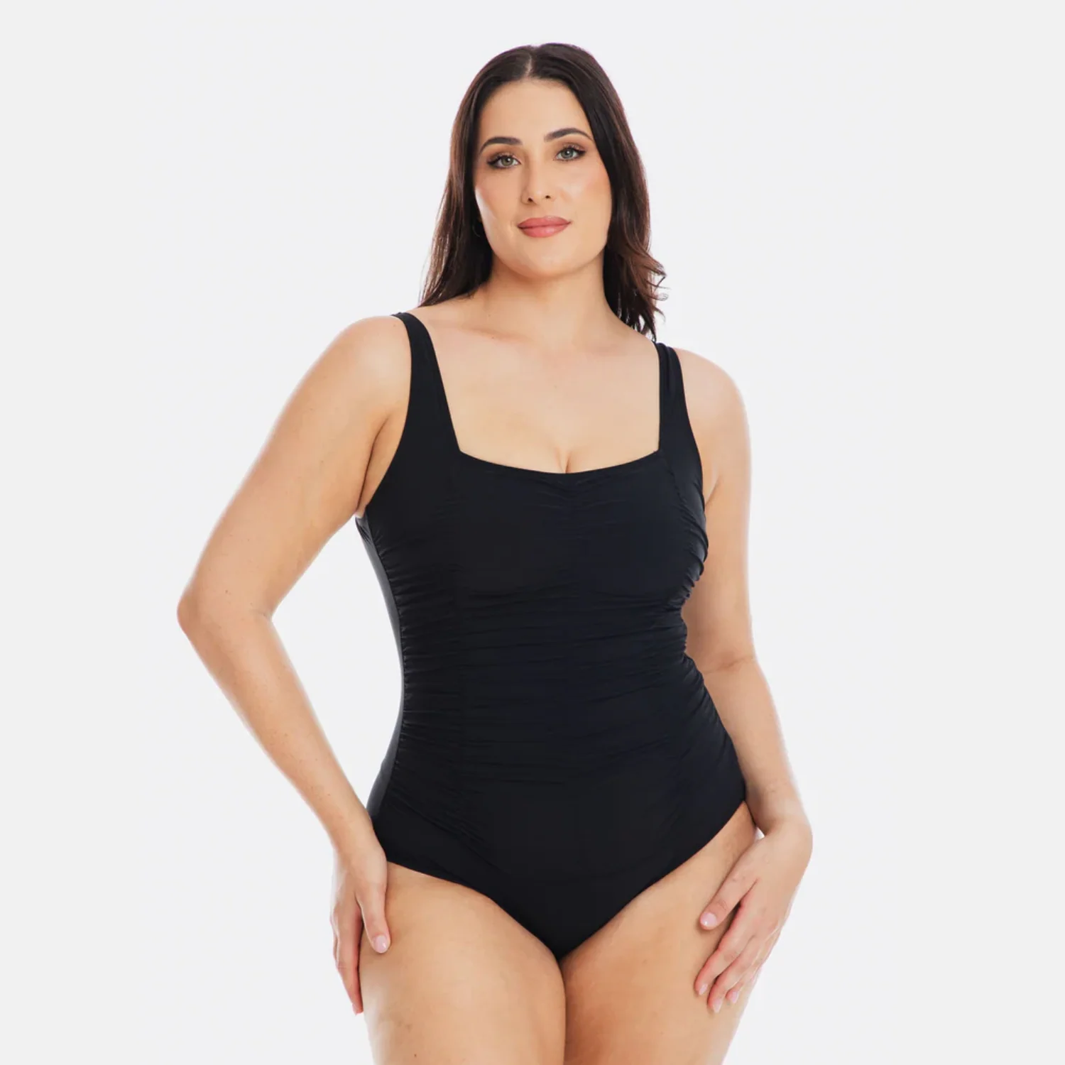 Togs Black Gathered Square One Piece SB45TH - Image 6