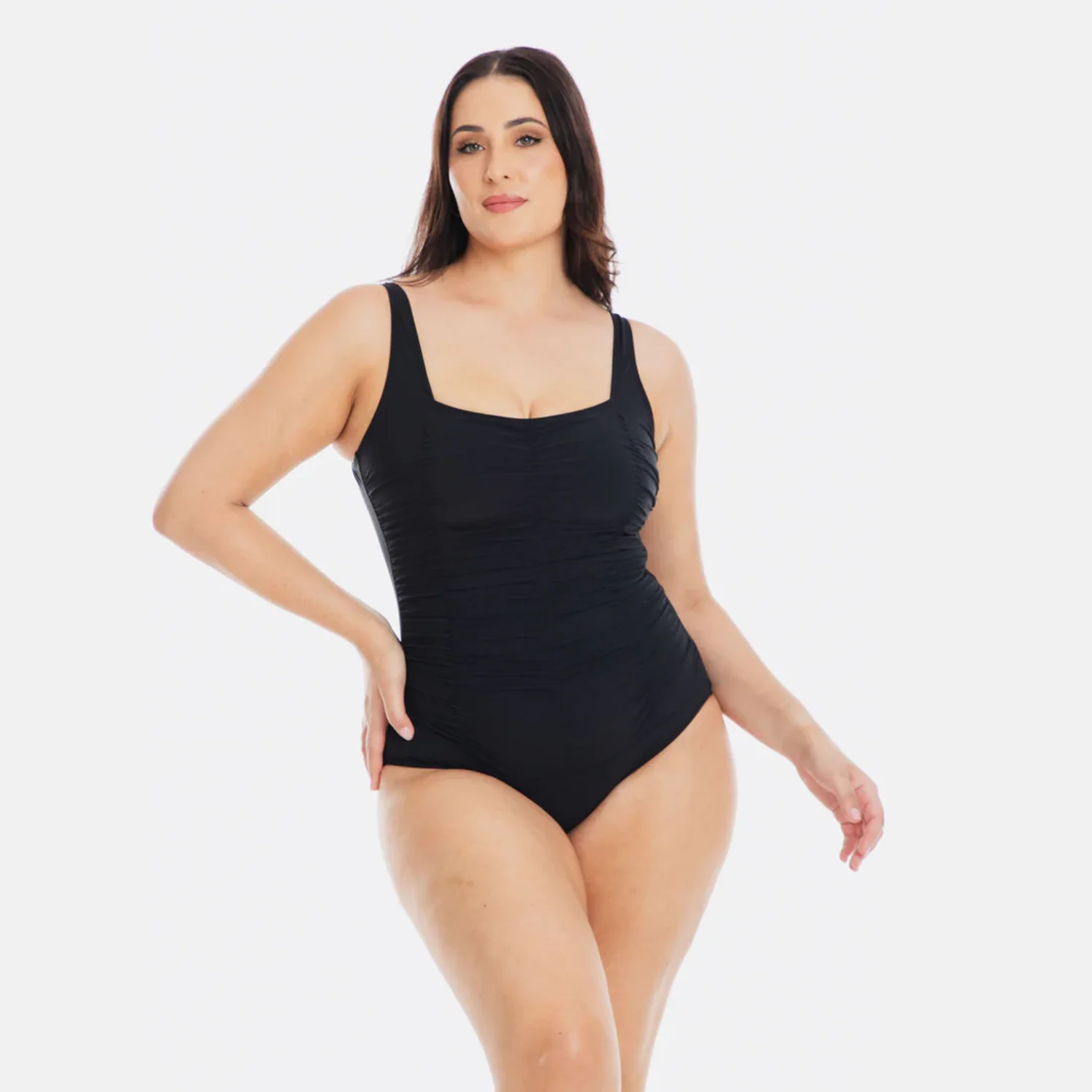 Togs Black Gathered Square One Piece SB45TH - Image 7